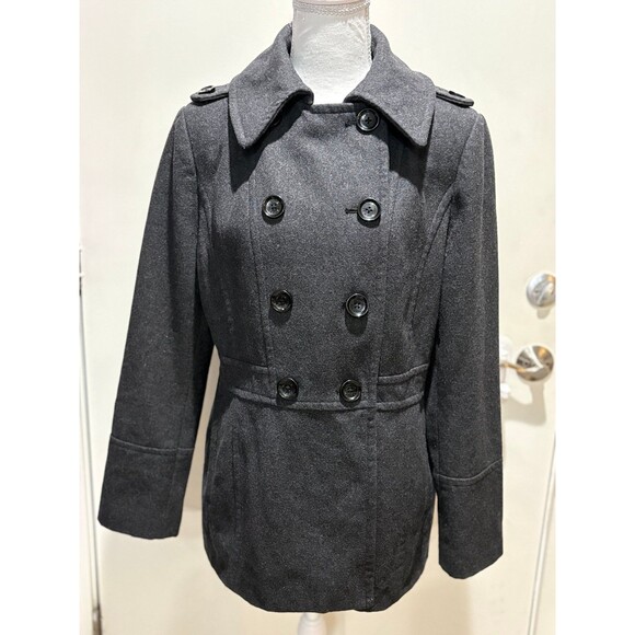 MICHAEL Michael Kors Women's Classic Wool Pea Coat in Charcoal Gray Medium - Picture 1 of 10